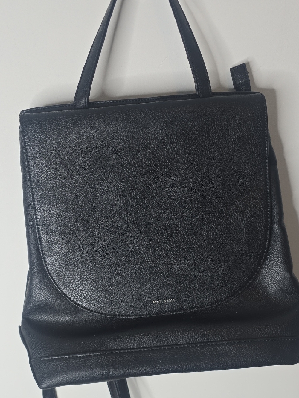 Matt & Nat Black Vegan Leather Flap Sevan Backpack - Picture 2 of 9